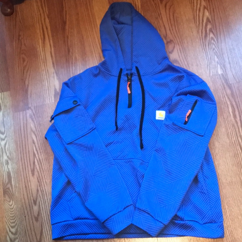 Carhartt Blue Hooded Sweatshirt with Pocket Details